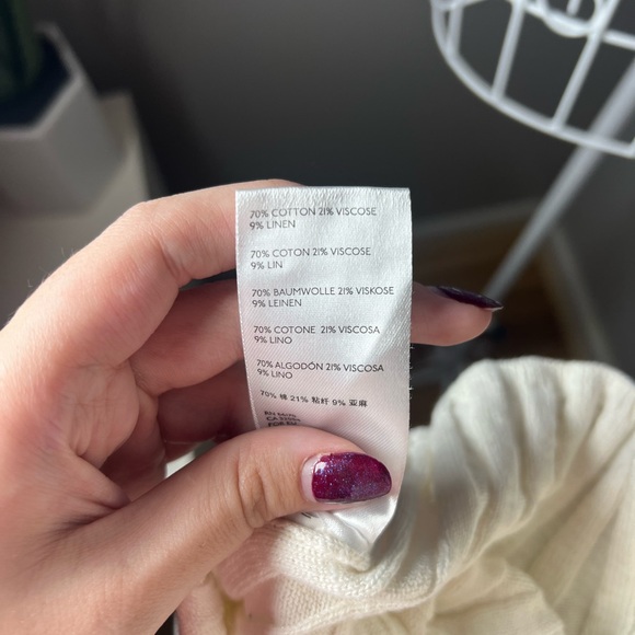 Free People Beach Veda Sweater Knit Ribbed Midi Skirt Cotton Linen Ivory Size M - Picture 5 of 5